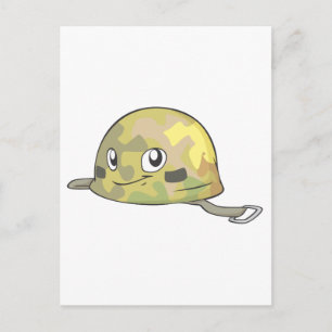 Smiling Male Soldier Hat Postcard