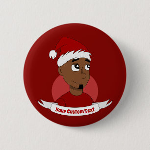 Smiling man Christmas cartoon 6 Cm Round Badge