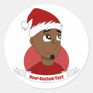 Smiling man Christmas cartoon Classic Round Sticker
