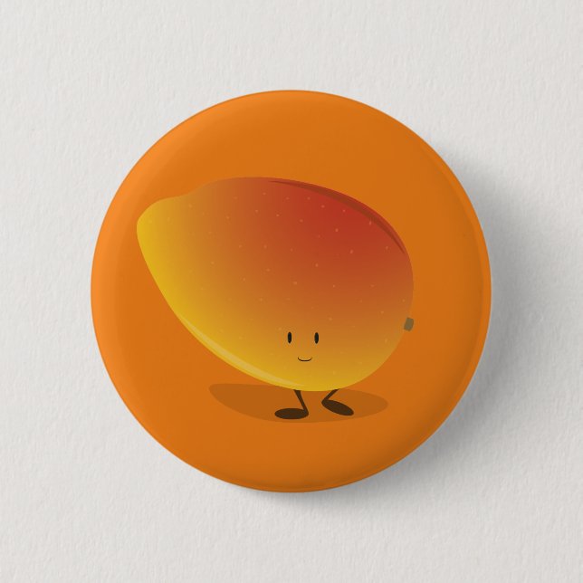 Smiling Mango Character 6 Cm Round Badge (Front)