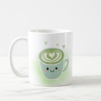 Smiling Matcha Latte Heart Mug