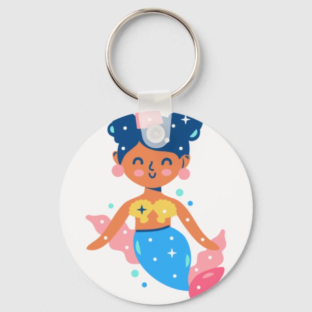 Smiling mermaid princess key ring (Front)