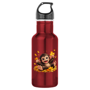 Smiling Monkey with Big Eyes Playful Tropical 532 Ml Water Bottle