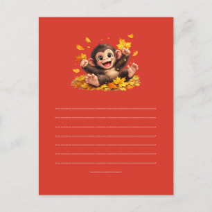 Smiling Monkey with Big Eyes Playful Tropical  Holiday Postcard