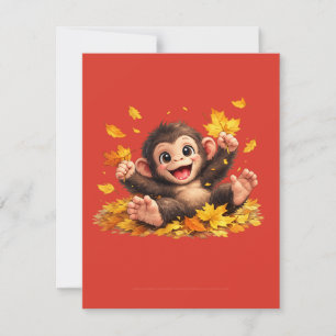 Smiling Monkey with Big Eyes Playful Tropical RSVP Card
