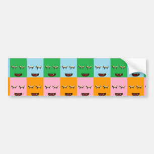 Smiling monster block faces bumper sticker