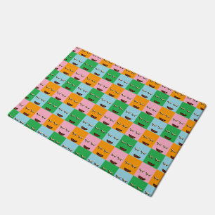 Smiling monster block faces doormat