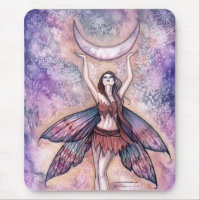 Smiling Moon Fairy Mousepad by Molly Harrison