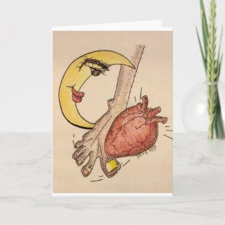 Smiling Moon Over the Heart of Things Thank You Card