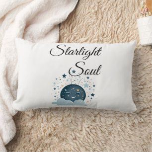 smiling moon with stars joyful dreamy night women lumbar cushion