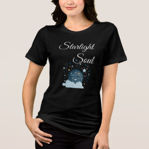 smiling moon with stars joyful dreamy night women Tri-Blend shirt