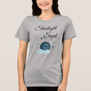 smiling moon with stars joyful dreamy night women Tri-Blend shirt