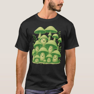 Smiling Mushroom Gang - Funny Forest Vibes Design T-Shirt