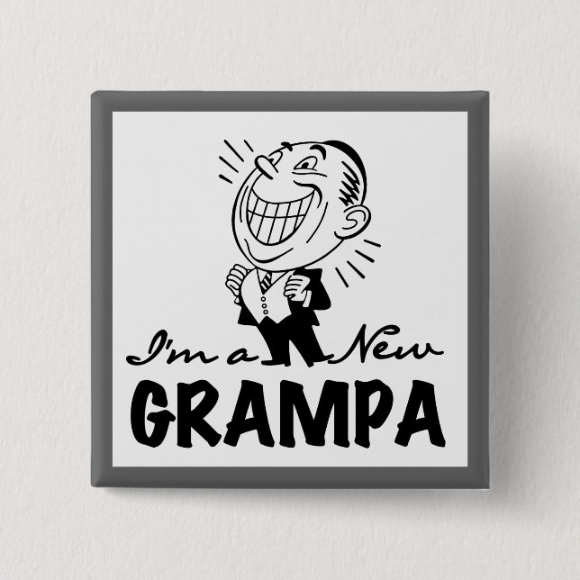 Smiling New Grampa T-shirts and Gifts 15 Cm Square Badge (Front)