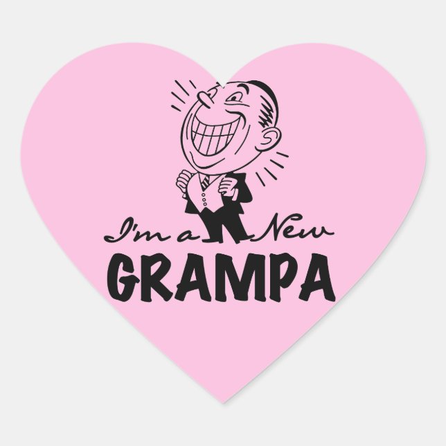 Smiling New Grampa T-shirts and Gifts Heart Sticker (Front)