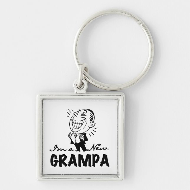 Smiling New Grampa T-shirts and Gifts Key Ring (Front)