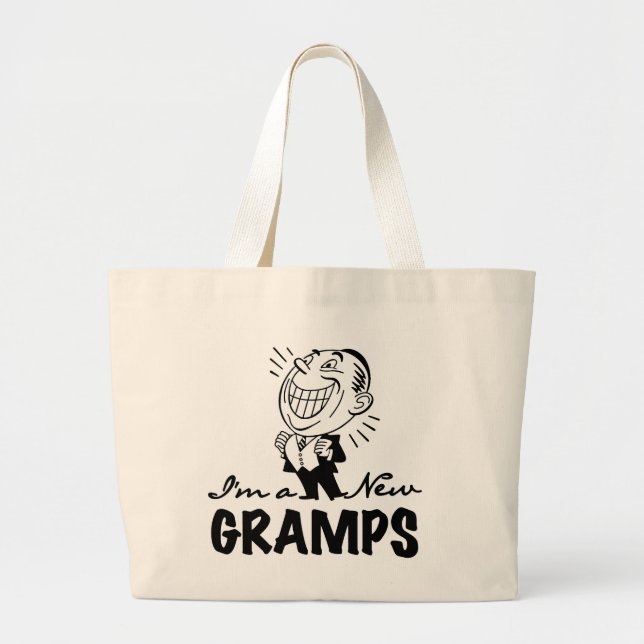 Smiling New Gramps T-shirts and Gifts Large Tote Bag (Front)