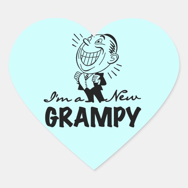 Smiling New Grampy T-shirts and Gifts Heart Sticker (Front)