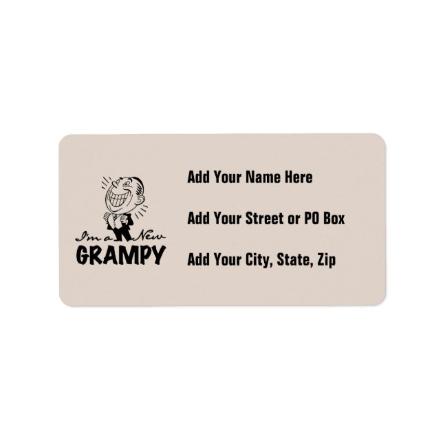 Smiling New Grampy T-shirts and Gifts Label (Front)