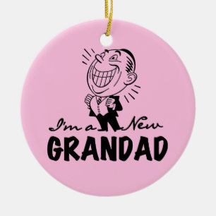 Smiling New Grandad T-shirts and Gifts Ceramic Tree Decoration