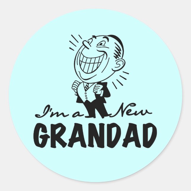 Smiling New Grandad T-shirts and Gifts Classic Round Sticker (Front)