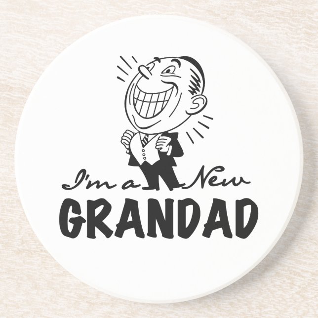 Smiling New Grandad T-shirts and Gifts Coaster (Front)