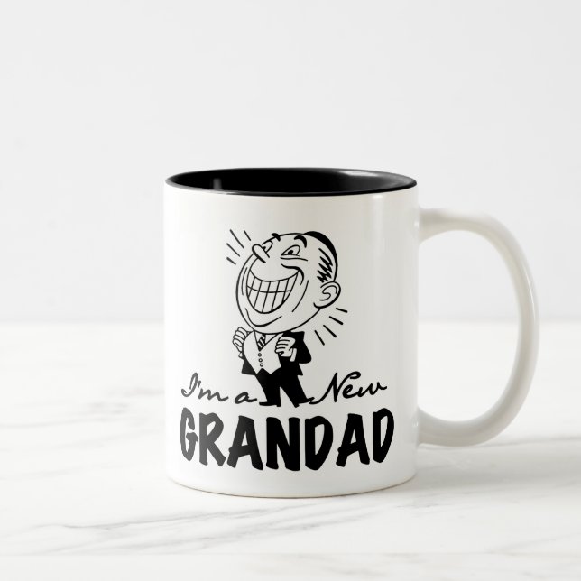Smiling New Grandad T-shirts and Gifts Two-Tone Coffee Mug (Right)