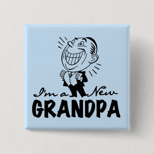 Smiling New Grandpa T-shirts and Gifts 15 Cm Square Badge
