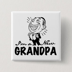 Smiling New Grandpa T-shirts and Gifts 15 Cm Square Badge