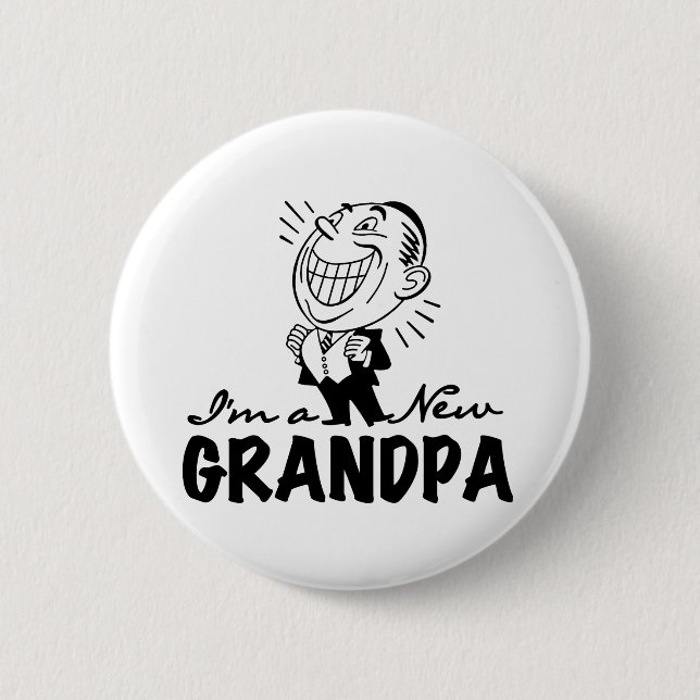 Smiling New Grandpa T-shirts and Gifts 6 Cm Round Badge (Front)