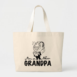 Smiling New Grandpa T-shirts and Gifts Large Tote Bag