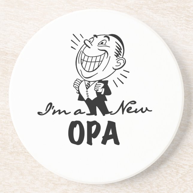 Smiling New Opa T-shirts and Gifts Coaster (Front)