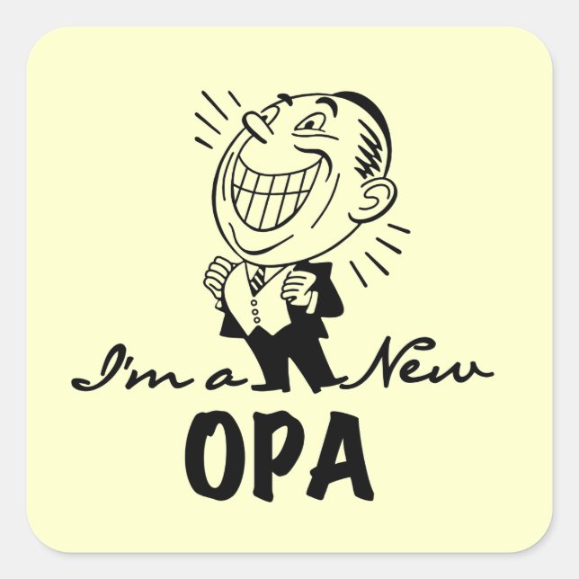 Smiling New Opa T-shirts and Gifts Square Sticker (Front)