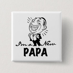 Smiling New Papa T-shirts and Gifts 15 Cm Square Badge