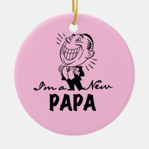 Smiling New Papa T-shirts and Gifts Ceramic Ornament