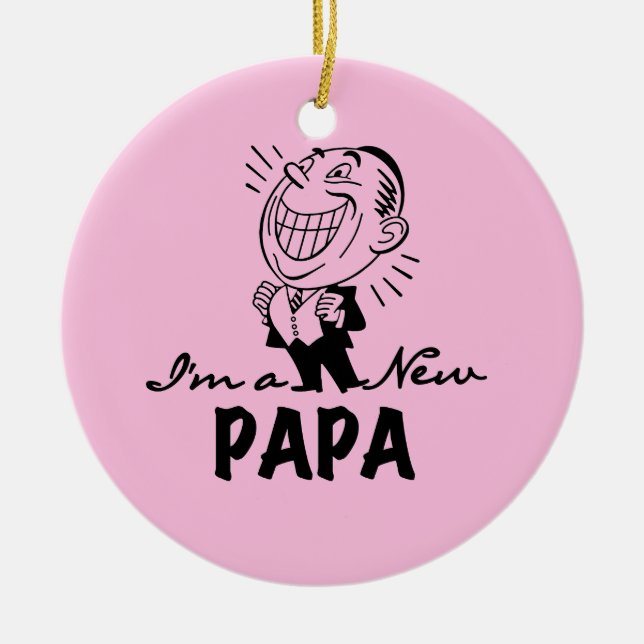 Smiling New Papa T-shirts and Gifts Ceramic Ornament (Front)