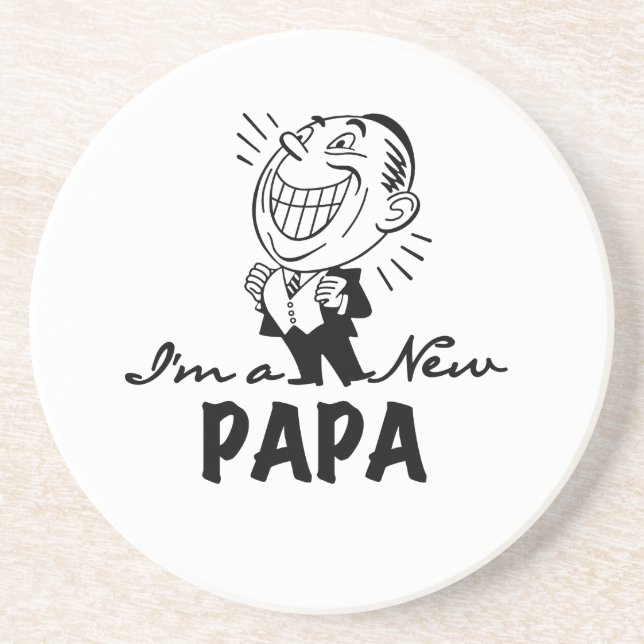 Smiling New Papa T-shirts and Gifts Coaster (Front)
