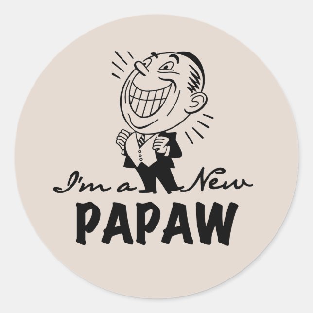 Smiling New Papaw Tshirts and Gifts Classic Round Sticker (Front)
