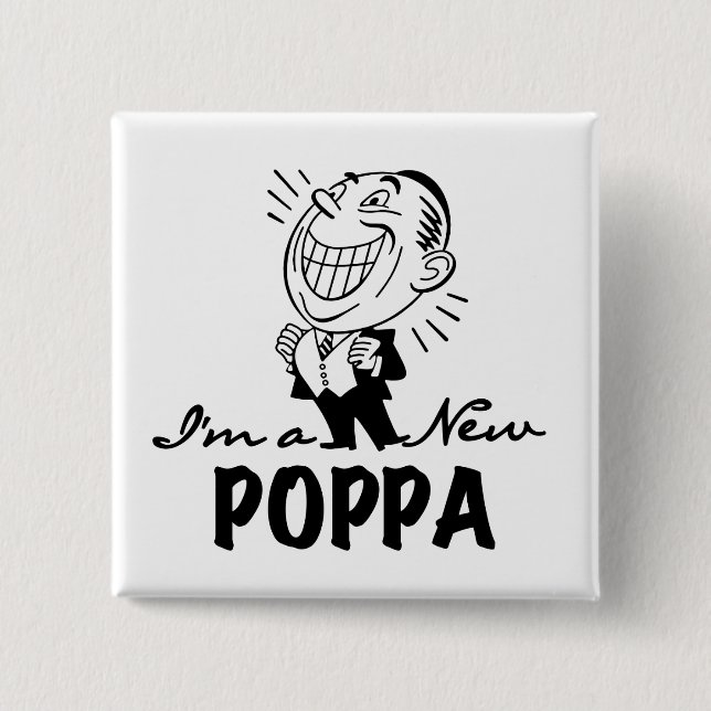 Smiling New Poppa T-shirts and Gifts 15 Cm Square Badge (Front)