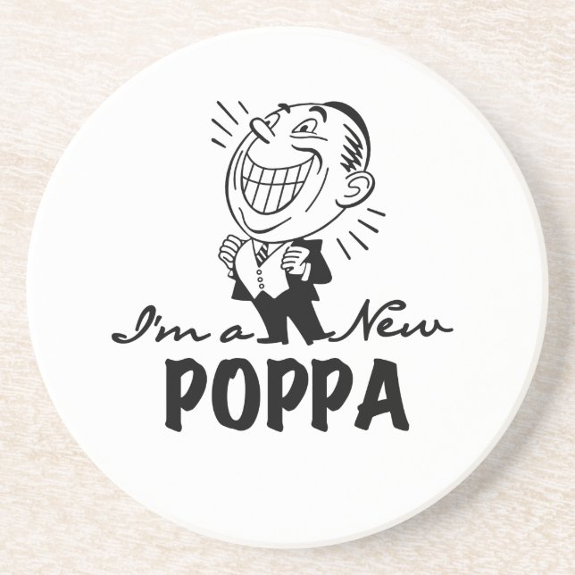 Smiling New Poppa T-shirts and Gifts Coaster (Front)