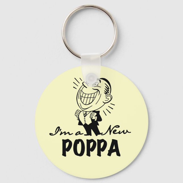 Smiling New Poppa T-shirts and Gifts Key Ring (Front)