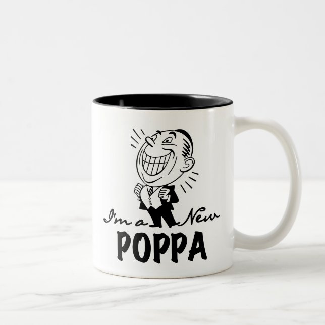 Smiling New Poppa T-shirts and Gifts Two-Tone Coffee Mug (Right)