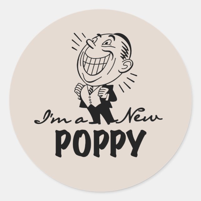 Smiling New Poppy T-shirts and Gifts Classic Round Sticker (Front)