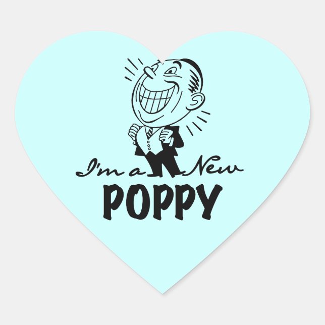 Smiling New Poppy T-shirts and Gifts Heart Sticker (Front)