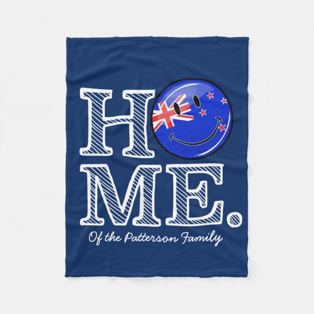 Smiling New Zealand Flag | Housewarming Fleece Blanket (Front)