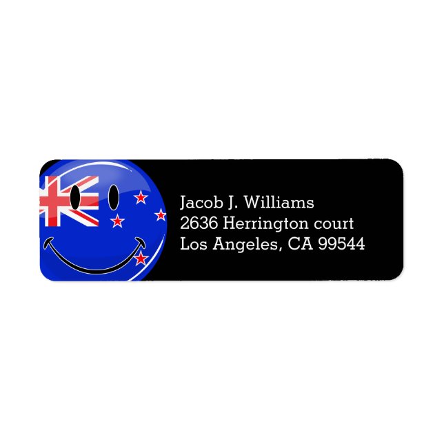 Smiling New Zealand Flag Return Address Label (Front)
