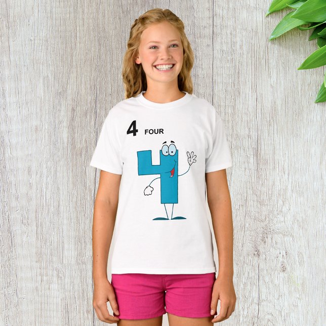 Smiling Number 4 Girls T-Shirt (Creator Uploaded)