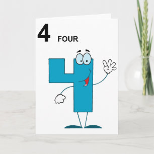Smiling Number 4 Greeting Cards