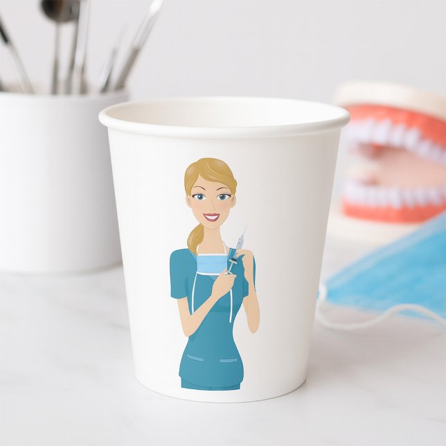Smiling Nurse with Syringe  Paper Cups (Creator Uploaded)