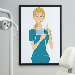 Smiling Nurse with Syringe  Poster